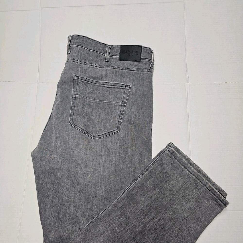 Red Ale by Alesbury 46x32 Straight Leg 5 Pocket Mens Jeans Washed Grey